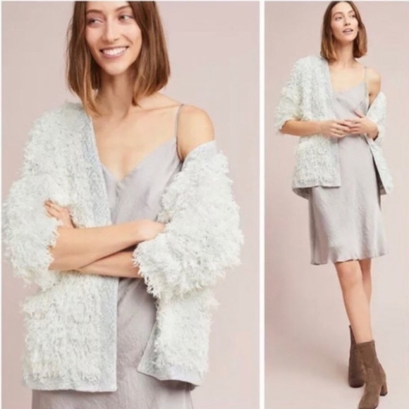 Vanessa Virginia white fluffy sparkly coat